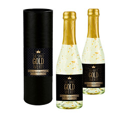 Piccolo Secco Flasche Du bist Gold-Wert, 200 ml, Weihnachtsvariante