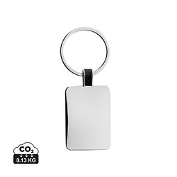 Eckiger Schlüsselring aus RCS rec. Zinklegierung, silber