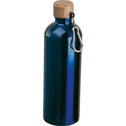 Edelstahltrinkflasche mit Karabiner, 750ml, dunkelblau