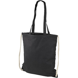 Eliza 240 g/m² Baumwoll-Kordelzug-Rucksack, schwarz