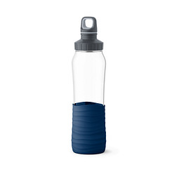 EMSA Glas Trinkflasche Drink2Go, 700 ml, dunkelblau