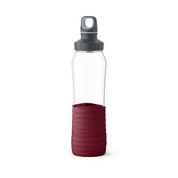 EMSA Glas Trinkflasche Drink2Go, 700 ml, dunkelrot.