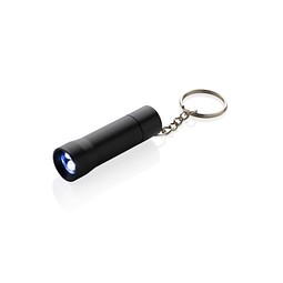 Flash Schlüsselanhänger-Taschenlampe aus RCS rec. Aluminium, schwarz