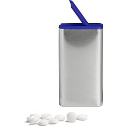 FlipTin, 20 g, Traubenzuckertabletten, blank, blau-transparent, ohne Druck