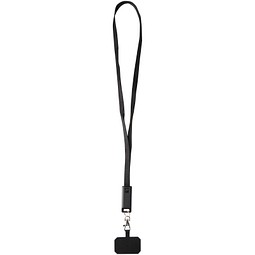Franz 5 in 1 Lanyard Kabel aus recyceltem Kunststoff für Smartphones mit integrierter Datensynchronisierung und 65 W Schnellladefunktion, schwarz