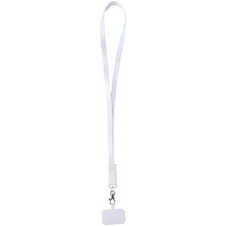 Franz 5 in 1 Lanyard Kabel aus recyceltem Kunststoff für Smartphones mit integrierter Datensynchronisierung und 65 W Schnellladefunktion, weiss