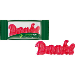 Trolli Fruchtgummi, 1er Danke, inkl. Druck, kompostierbare Folie, transparent