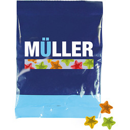 Trolli Fruchtgummi Maxitüte, Stern, inkl. Druck, transparente Folie