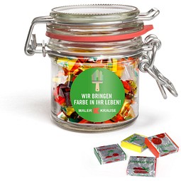 Fruchtkaramellen im Nostalgie Glas, 50 g, mit Etikett