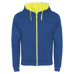 Fuji Kaputzensweatjacke Unisex, royalblau / Fluor Yellow, 2XL