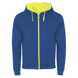 Fuji Kaputzensweatjacke Unisex, royalblau / Fluor Yellow, S