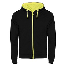 Fuji Kaputzensweatjacke Unisex, schwarz / Fluor Yellow, M