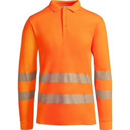 Sicherheits-Langarm-Poloshirt, S, Neon-Orange