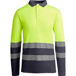 Sicherheits-Langarm-Poloshirt, XL, Grau/Neon-Gelb