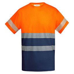 Funktionsshirt Tauri mit kurzen Ärmeln, L, navy/fluor orange