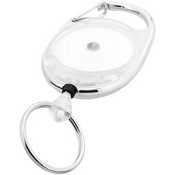Werbeartikel Schlüsselanhänger Gerlos – weiss – im 48h Express-Druck mit Rollerclip für Ausweise als praktisches Messe-Giveaway