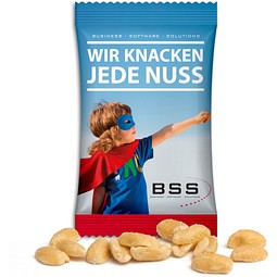 Geröstete Erdnüsse, 10 g, Folie weiß, inkl. Druck