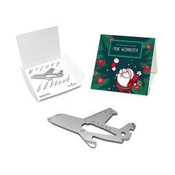 ROMINOX® Key Tool Airplane / Flugzeug (18 Funktionen) im Motiv-Mäppchen Frohe Weihnachten