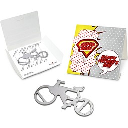 Geschenkartikel: ROMINOX® Key Tool Bicycle / Fahrrad (19 Funktionen) im Motiv-Mäppchen Super Dad, silber
