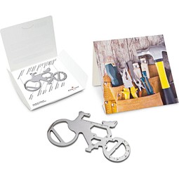 Geschenkartikel: ROMINOX® Key Tool Bicycle / Fahrrad (19 Funktionen) im Motiv-Mäppchen Werkzeug, silber