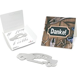Geschenkartikel: ROMINOX® Key Tool Car/Auto (18 Funktionen) im Motiv-Mäppchen Danke, silber