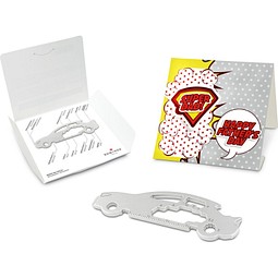 Geschenkartikel: ROMINOX® Key Tool Car/Auto (18 Funktionen) im Motiv-Mäppchen Super Dad, silber