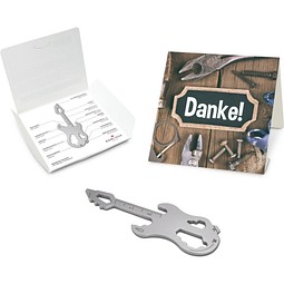 Geschenkartikel: ROMINOX® Key Tool Guitar / Gitarre (19 Funktionen) im Motiv-Mäppchen Danke, silber