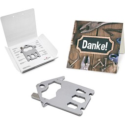 Geschenkartikel: ROMINOX® Key Tool House / Haus (21 Funktionen) im Motiv-Mäppchen Danke, silber