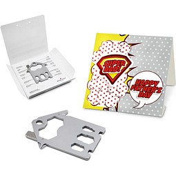 Geschenkartikel: ROMINOX® Key Tool House / Haus (21 Funktionen) im Motiv-Mäppchen Super Dad, silber