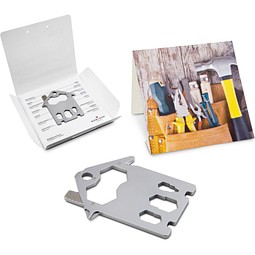 Geschenkartikel: ROMINOX® Key Tool House / Haus (21 Funktionen) im Motiv-Mäppchen Werkzeug, silber