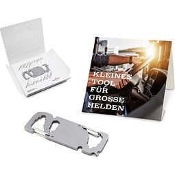 Geschenkartikel: ROMINOX® Key Tool Link (20 Funktionen) im Motiv-Mäppchen Große Helden, silber