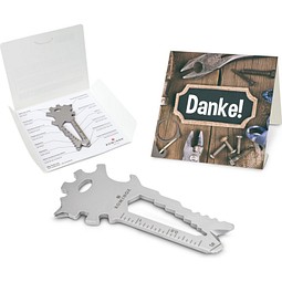 Geschenkartikel: ROMINOX® Key Tool Lion (22 Funktionen) im Motiv-Mäppchen Danke, silber
