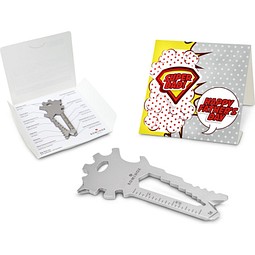 Geschenkartikel: ROMINOX® Key Tool Lion (22 Funktionen) im Motiv-Mäppchen Super Dad, silber