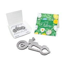 ROMINOX® Key Tool Motorbike / Motorrad (21 Funktionen) im Motiv-Mäppchen Frohe Ostern, grün