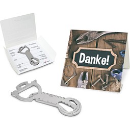 Geschenkartikel: ROMINOX® Key Tool Snake (19 Funktionen) im Motiv-Mäppchen Danke, silber