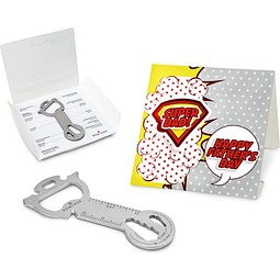 Geschenkartikel: ROMINOX® Key Tool Snake (19 Funktionen) im Motiv-Mäppchen Super Dad, silber