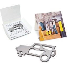 Geschenkartikel: ROMINOX® Key Tool SUV / Auto (19 Funktionen) im Motiv-Mäppchen Werkzeug, silber