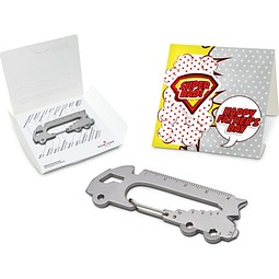Geschenkartikel: ROMINOX® Key Tool Truck / LKW (22 Funktionen) im Motiv-Mäppchen Super Dad, silber