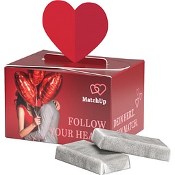 Geschenkbox Mini Herz, Alpenmilch Schokotäfelchen, inkl. Druck