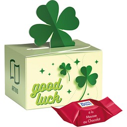 Geschenkbox Mini Kleeblatt, Ritter SPORT Schokowürfel Mousse au Chocolate, inkl. Druck