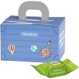 Geschenkbox Mini Koffer, Ritter SPORT Schokowürfel Vollnuss Nougatcreme, inkl. Druck