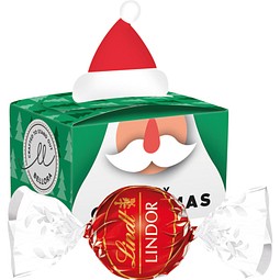 Geschenkbox Mini Weihnachtsmütze, Lindt LINDOR Milchkugel, inkl. Druck