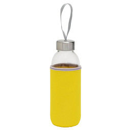 Glasflasche mit Hülle, 450 ml, gelb