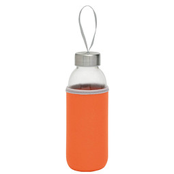 Glasflasche mit Hülle, 450 ml, orange
