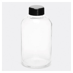 Glas-Trinkflasche DRINK HEALTHY,schwarz, transparent