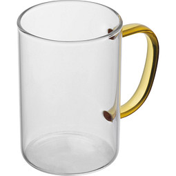 Glastasse mit farbigem Henkel, gelb