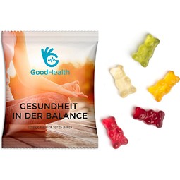 Gummibärchen vegan, 20 g, Folie transparent, inkl. Druck
