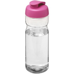 Sport-Werbemittel Sportflasche H2O Base – transparent-rosa – mit Logo bedruckt 650 ml nachhaltiges PET auslaufsicher für Sportevents