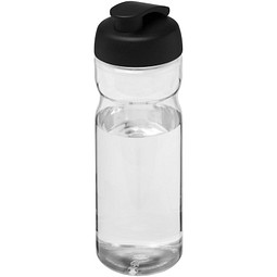 Sport-Werbemittel Sportflasche H2O Base – transparent-schwarz – mit Logo bedruckt 650 ml nachhaltig auslaufsicher für Sportevents