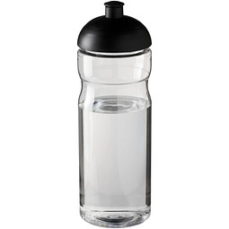 Sport-Werbemittel Sportflasche H2O Base – transparent-schwarz – mit Logo bedruckt 650 ml nachhaltig auslaufsicher für Sportevents & Turniere